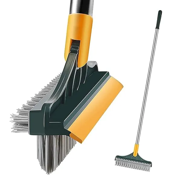 Rushwak 3 in 1 Long Handle Bathroom Cleaning Brush with Wiper, 180° Rotate for Floor/Toilet Cleaning (Multicolor) — Linkbiz SmartDeal's