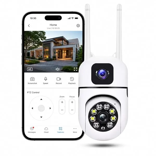 MacCam 4+4MP Smart WiFi PTZ CCTV Camera for Home Outdoor | 360° View | Color Night Vision | Two Way Audio | Wireless Security Camera with Mobile App V380 Pro (Dual Lens Mini Dome02 — Linkbiz SmartDeal's