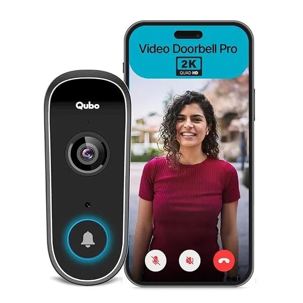 Qubo Smart WiFi Video Doorbell from Hero Group | Instant Phone Visitor Video Call | Intruder Alarm System | 2K FHD Camera | 2-Way Talk | Alexa & OK Google | Plug and Play AC Chime — Linkbiz SmartDeal's
