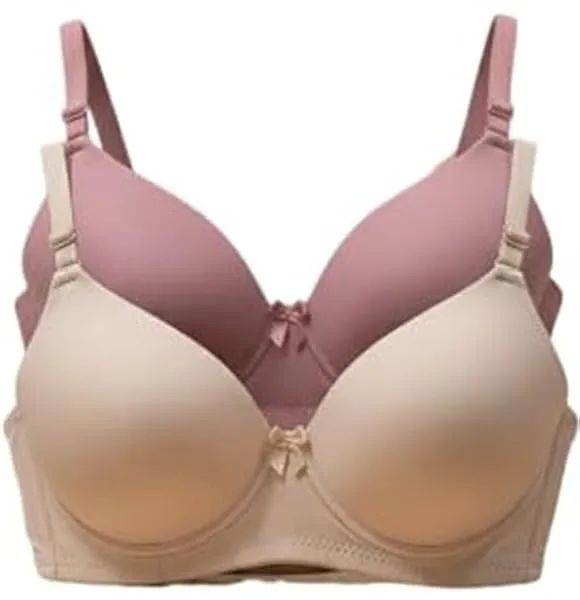 Imsa Moda Women's Nylon Lycra Lightly Padded Full Coverage Wirefree T-Shirt Bra Combo Pack of 2 — Linkbiz SmartDeal's