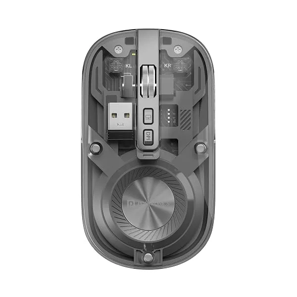Portronics Toad 8 Transparent Wireless Bluetooth Mouse with Dual Wireless (BT + 2.4 GHz), Rechargeable Battery, Noise-Free Clicking, Show/Hide Desktop, Multi-Device Pair, Adjust Se — Linkbiz SmartDeal's