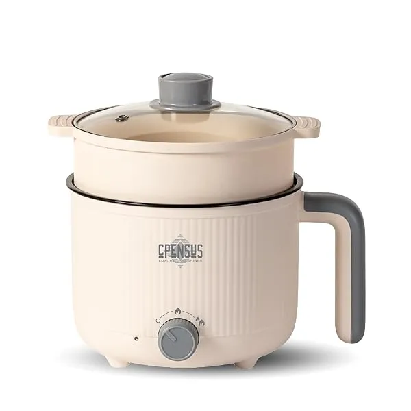 CPENSUS Mini multipurpose electric kettle with steamer 1.2 Liters inner pot Non-stick hotpot cooker for cooking hot water rice idli momos tea 600W Portable Travel | Glass — Linkbiz SmartDeal's