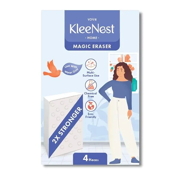 Kleenest Magic Eraser Cleaning Sponge – Pack of 4, Chemical-Free | Multi-purpose stain remover for walls, kitchen, bathroom & shoes. No chemicals needed. — Linkbiz SmartDeal's