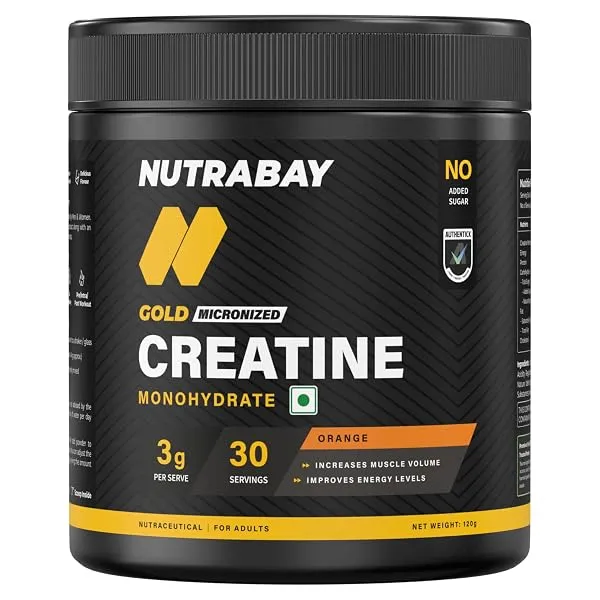 Nutrabay Gold Micronized Creatine Monohydrate 3g Creatine/Serving, NABL Lab Tested | DCD & DHT Tested | Increases Muscle Mass, Strength & Power – Pre/Post Workout Supplement – 120g — Linkbiz SmartDeal's