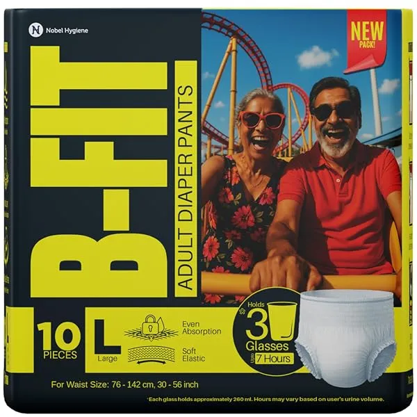B-Fit Regular Adult Diaper L Size Pants | 10 Count (Large) | Waist 30-56 inch | Unisex | Leakproof | Even Absorption | Long Protection hours | Brief-Like Fit & Soft Elastic Waist — Linkbiz SmartDeal's