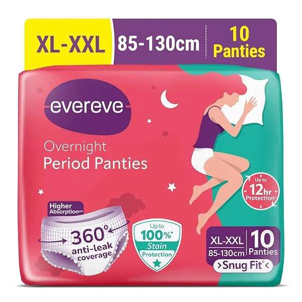 Evereve Period Panty For Girls & Women, (XL-XXL), 10 Pcs, 360 Degree Coverage, 0% Leaks, High Absorbency For Heavy Flow, Maternity Delivery Pads, Postpartum & Overnight Protection, — Linkbiz SmartDeal's