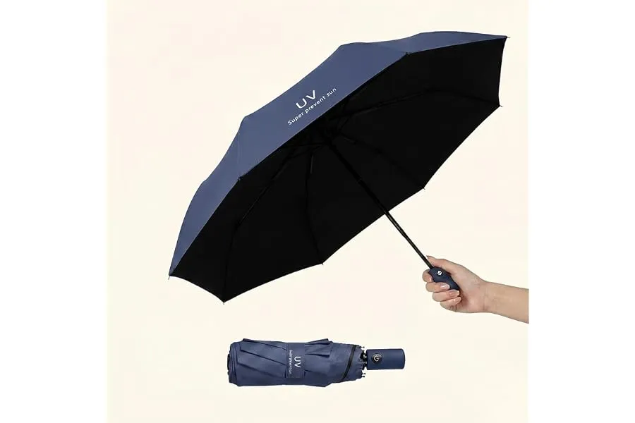 Roughhouse UV Umbrella for Sun & Rain – Auto Open/Close | Windproof | Travel-Friendly 3-Fold De — Linkbiz SmartDeal's