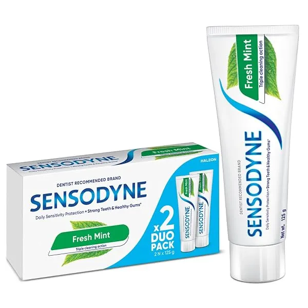 Sensodyne Toothpaste Fresh Mint|Daily Sensitivity Relief Tooth Paste Combo Pack - 250gm (125gm x 2) | Dentist Recommended | Everyday Use Paste, Fresh Breath, Fights Tooth Decay, Ma — Linkbiz SmartDeal's