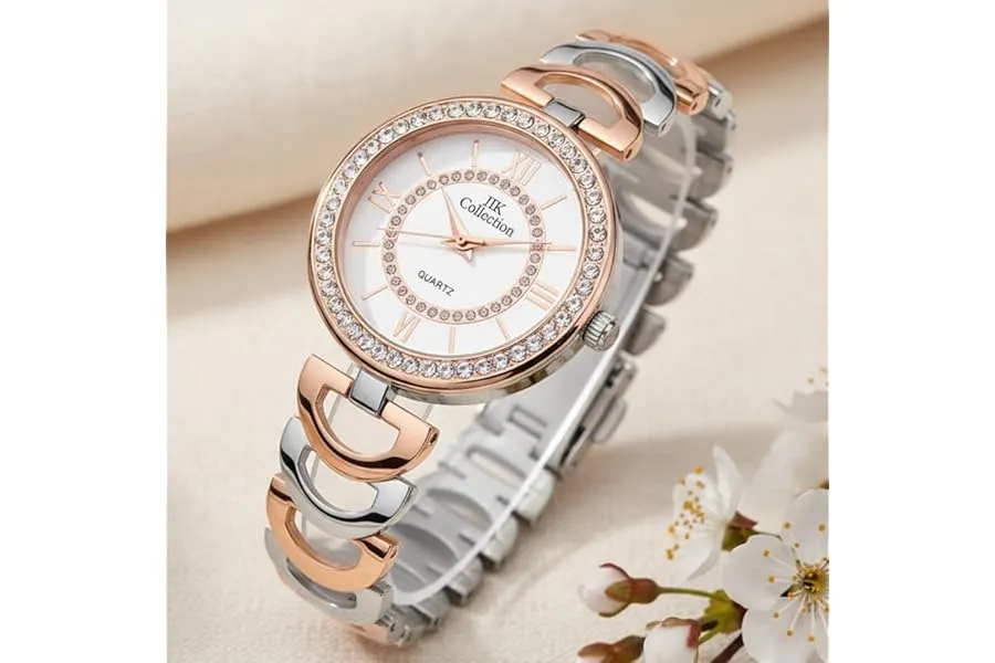 IIK COLLECTION Watches for Women Round Studded Dial |Analogue Quartz Movemnet Ladies Watch|Long — Linkbiz SmartDeal's