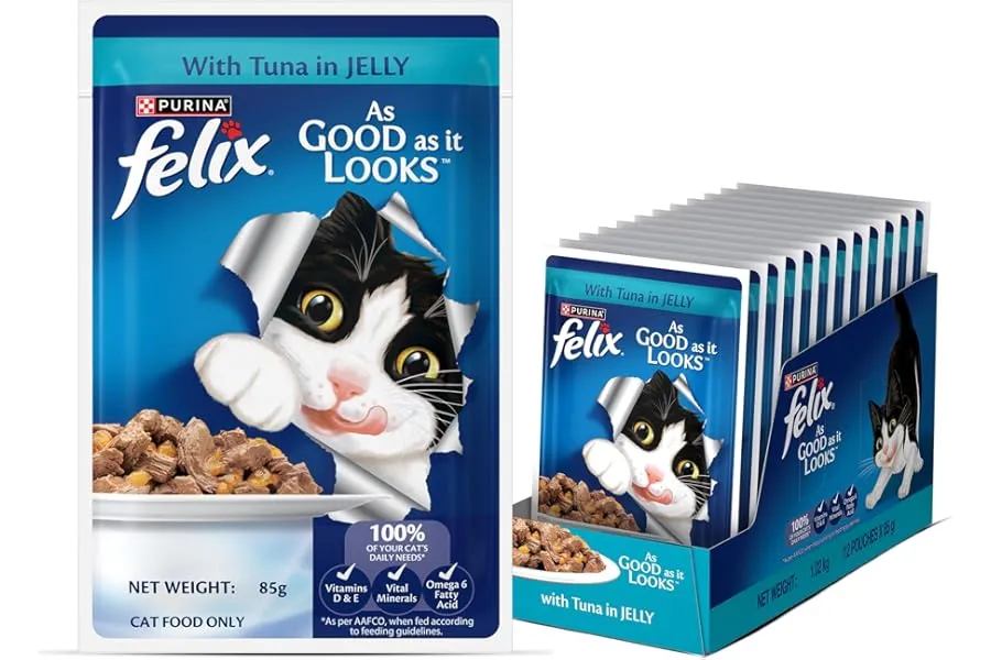 Purina Felix Tuna in Jelly, Wet Food for Adult Cats, Pack of 12 (12x85g) | With Tuna in Jelly, — Linkbiz SmartDeal's
