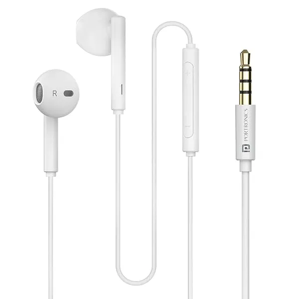 Portronics Conch Theta A in Ear 3.5mm Wired Earphones with In Line HD Mic, Powerful Audio, 14.2mm Dynamic Driver, Unique Earbuds Design, TPE Anti Tangle Wire,In line Controls,Wide — Linkbiz SmartDeal's