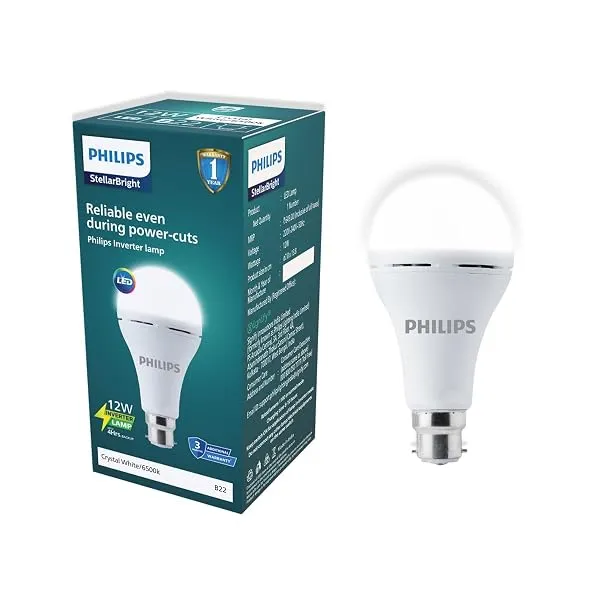PHILIPS 12W Emergency Bulb | Rechargeable Emergency Bulb for Power Cuts | Backup : 4hrs, Crystal White, Pack of 1, b22d, LED — Linkbiz SmartDeal's