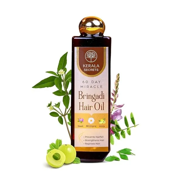 KERALA SECRETS 60 Day Miracle Bringadi Hair Oil (100 ML) for Hair Growth and Hair Fall Control with Neeli Bhringraj and 15 Ayurvedic Herbs for Dandruff Treatment and Premature Grey — Linkbiz SmartDeal's