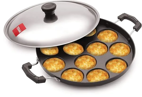 Tosaa Aluminium 12 Cavity Appam Patra Paniyarakkal Two Side Handle with Steel lid & Wooden Picker, ( 23 cm, Black) — Linkbiz SmartDeal's