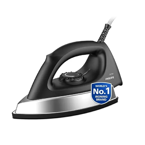 PHILIPS Stainless Steel Heavyweight Dry Iron GC181/80, 1000W | Black Non-Stick Soleplate, Ergonomic Grip — Linkbiz SmartDeal's