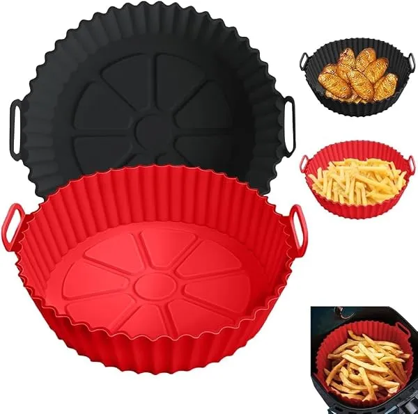 RECLUSE 2 Pack Round Air Fryer Silicone Liners, Reusable Heat-Resistant and Food Safe Air Fryer Accessories, Easy Cleaning Freezer Accessories Suitable for Oven Microwave Hot Air F — Linkbiz SmartDeal's
