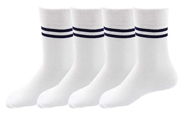 RC. ROYAL CLASS Boys & Girls Striped Organic Cotton Calf Length School Socks for Kids, Anti Odour Soft and Breathable Uniform Socks (Pack of 4 Pairs) — Linkbiz SmartDeal's