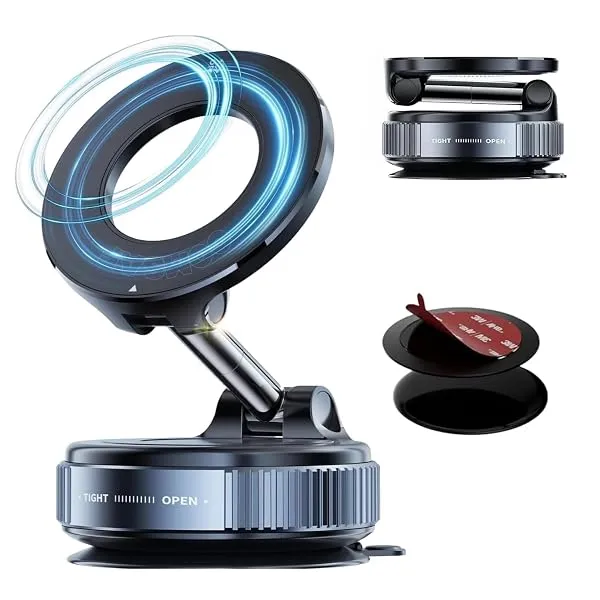 Upgraded 360° Vacuum Magnetic Car Phone Mount, Strong Suction Cup Phone Holder, Hands-Free Mobile Stand for Car Dashboard, Windshield, Gym, Mirror & Shower, Universal Compatible Ma — Linkbiz SmartDeal's