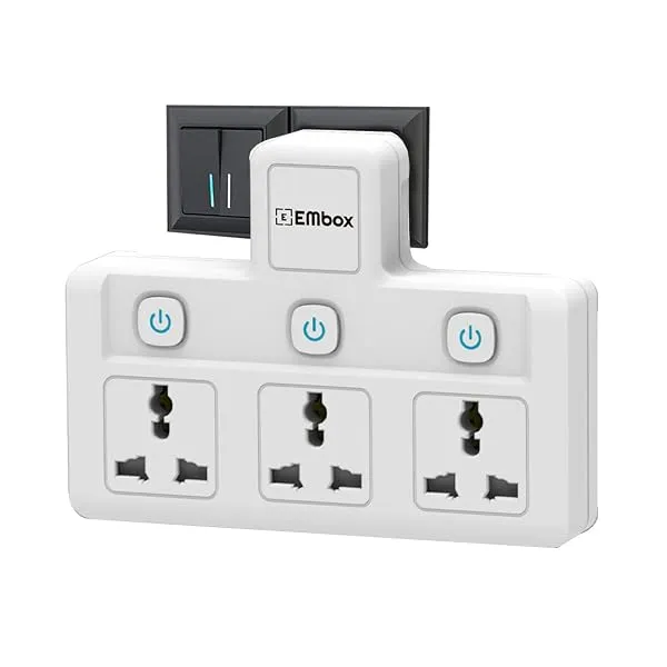 EMBOX Multi Plug Socket with Individual Switch-Cordless Extension Board with 3 Universal Sockets-Multiplug -1500W — Linkbiz SmartDeal's