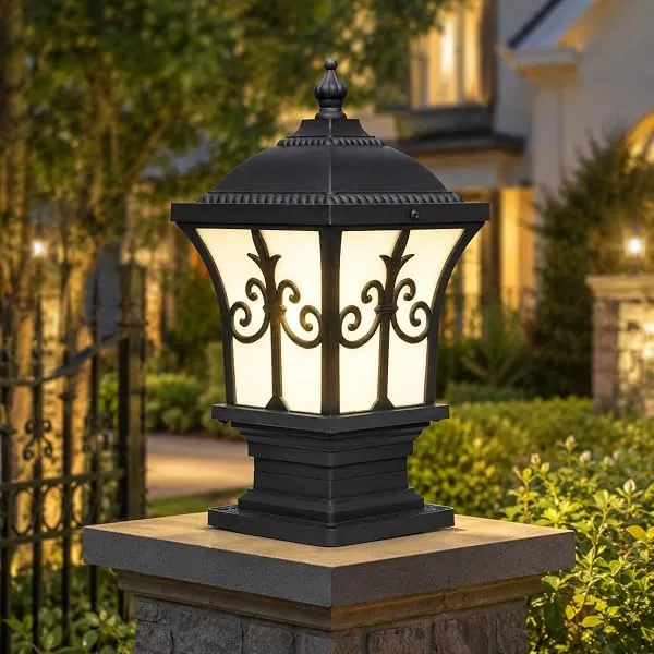 Azurite outdoor Aluminium dai casting piller gate lamp waterproof unbreakable B-22 holder, exterior beautiful grey outdoor boundary gate lamp(Include bulb) pack of 1 — Linkbiz SmartDeal's