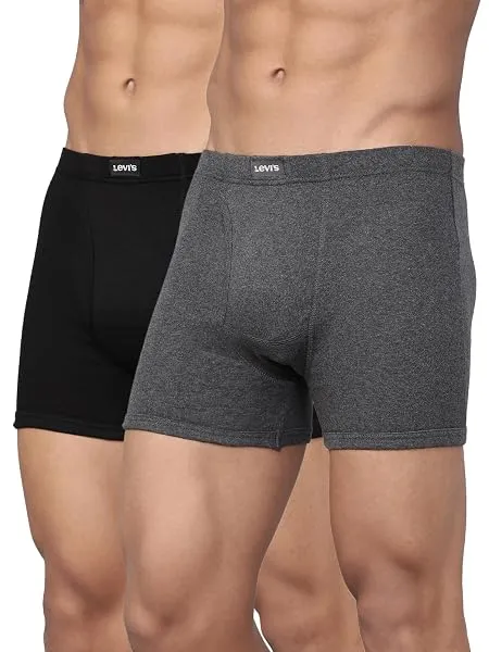 Levi's 010 Classic Boxer Briefs for Men | 100% Pure Cotton | Breathable | Branded Inner Elastic | Anti-Roll Waistband | Supportive Gusset | Functional Fly | No Ride-Up Long Length — Linkbiz SmartDeal's