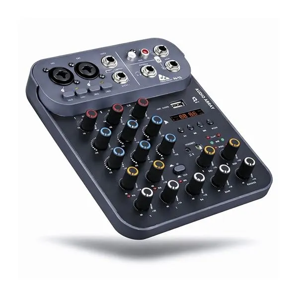Audio Array Audio Mixer 4 Channel Hybrid | 4 Analog Ch, 1in/2out USB Interface | 2XLR In, 2 TRS In | +48V | Hi-Z, 2 Band EQ, Phone Out, TRS Out, USB-C Power | AI-13 — Linkbiz SmartDeal's