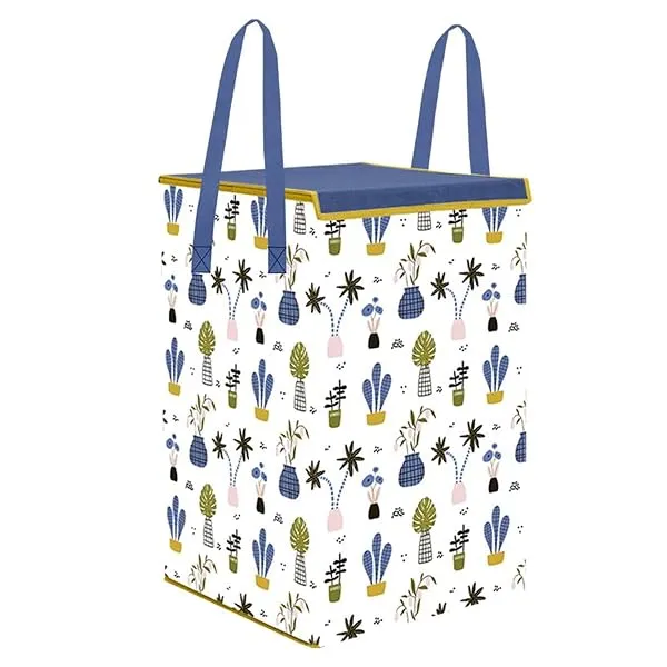 PrettyKrafts L1113 Laundry Basket for Clothes, Toy Storage Box with Lid & Handles, Toy Storage Box, 75 LTR,Mushroom Print,White, Set of 1 — Linkbiz SmartDeal's