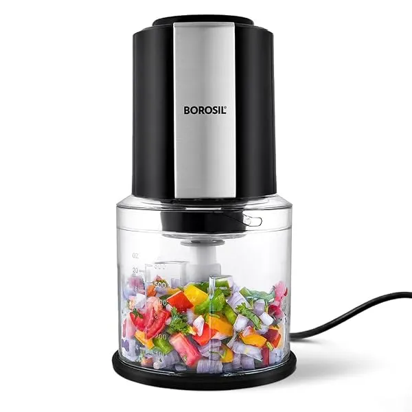 Borosil Chef Delite 300 Watts Electric Chopper for Kitchen, Twin Blade Technology, 600 ml 'chop-n-store' plastic bowl with lid, Vegetable Chopper, Cutter, Chop, Mince, Dice, Whisk, — Linkbiz SmartDeal's