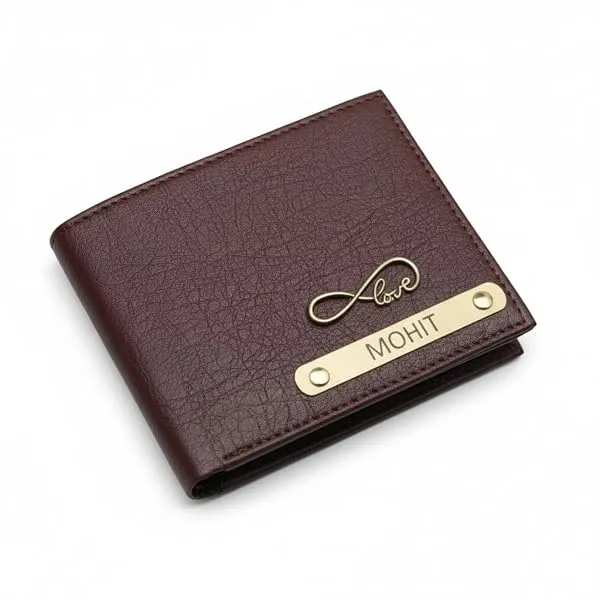 Unique Gift Items Personalized Leather Wallet for Men – Brown Customized Wallet with Name & Charm | Gift for Boys, Husband, Brother | Slim PU Purse for Everyday Use — Linkbiz SmartDeal's