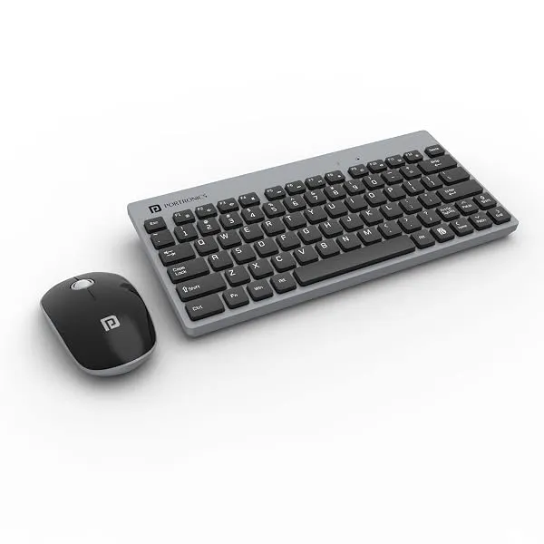 Portronics Key2 Combo Wireless Keyboard and Mouse Set, Grey | 2.4 GHz USB Receiver, Silent Keystrokes, 1200 DPI Optical Tracking, Compact Design, Multimedia Keys — Linkbiz SmartDeal's