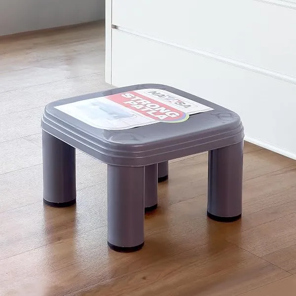Nayasa Strong Plastic Stool for Home | Anti Skid, Light Weight & Durable | Plastic Stool for Sitting | Sturdy & Portable Stool for Home | Grey (515) — Linkbiz SmartDeal's