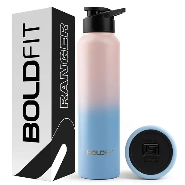 Boldfit Water Bottles Stainless Steel Water Bottle 1 Litre Steel Bottles for School, Office, Home, Gym 1 Litre for Men Leakproof, Rust free Metal Bottle -1000 ml Pink Blue — Linkbiz SmartDeal's