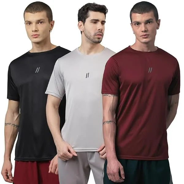 ATICX Slim Fit Polyester Sports T-Shirt for Men - Round Neck Quick Dry Fit Half Sleeve Breathable Stylish Gym & Workout Tee - Lightweight Running Cycling Football Swimming Training — Linkbiz SmartDeal's