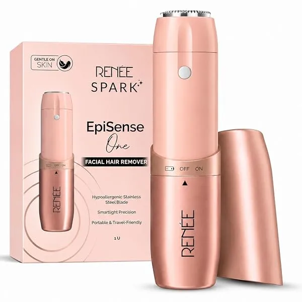 RENEE Spark EpiSense One Facial Hair Remover | Cheeks, Upper Lip & Chin, Gentle On Skin | With Hypoallergenic Stainless Steel Blade & Smartlight Precision | For Women | 1 Unit — Linkbiz SmartDeal's