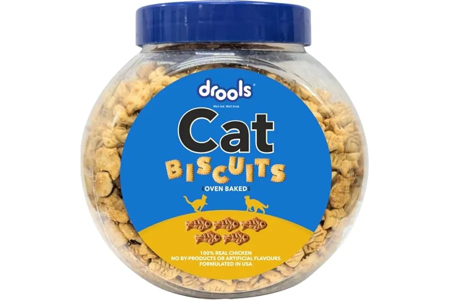 Drools Adult Cat Treat Biscuits 400g Jar | Real Chicken Flavour | Encourages Activity | Support — Linkbiz SmartDeal's