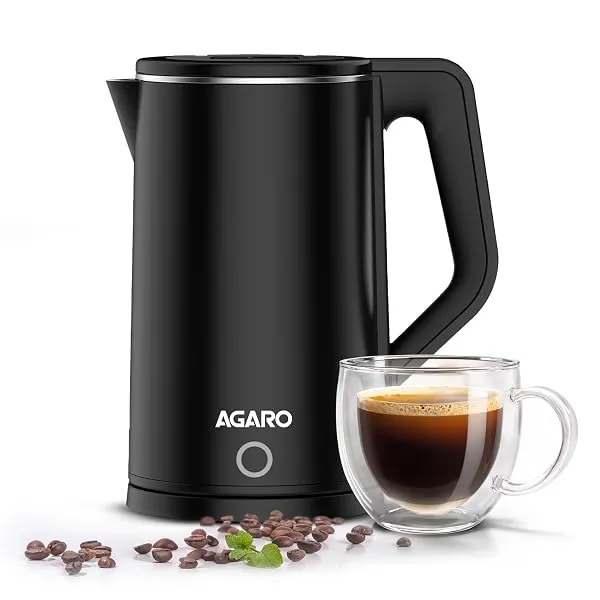 AGARO Elegant Electric Kettle, 1.8L, 1500 Watt, Double Layered Stainless Steel Inner Body, Quick Boil, Water Boiler, Hot Water Kettle, For Making Black Tea & Black Coffee, Auto Shu — Linkbiz SmartDeal's