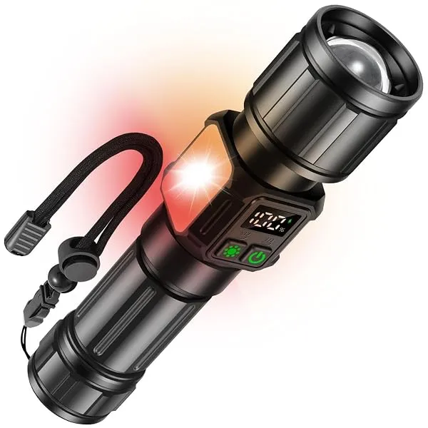 Svoko Torch Light High Power Rechargeable, IP67 Waterproof Led Charging Flashlight High Beam 2km Long Range with 9 Light Modes, Magnetic, Adjustable Portable Powerful Torchlight fo — Linkbiz SmartDeal's