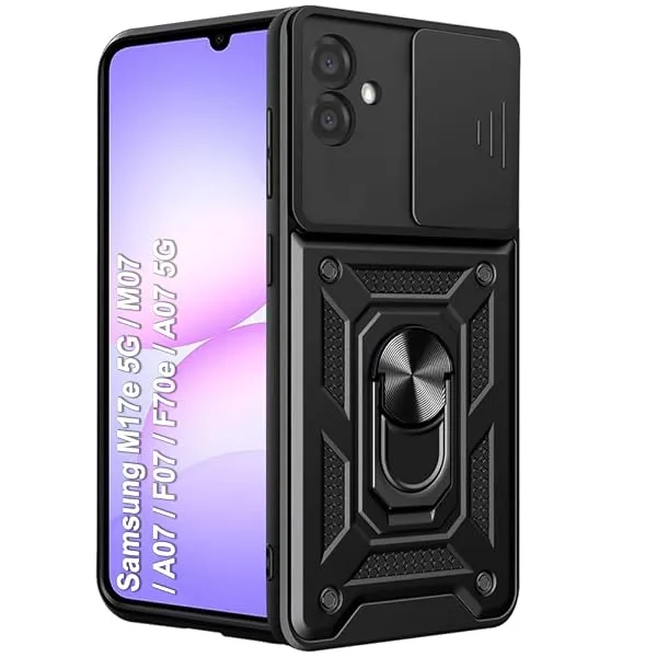 TheGiftKart Tough Armor Bumper Back Cover Case for Samsung Galaxy M17e 5G / M07 / A07 / F07 / F70e / A07 5G |Kickstand & Ring Holder | 360 Degree Protection (PC & TPU, Sliding Came — Linkbiz SmartDeal's