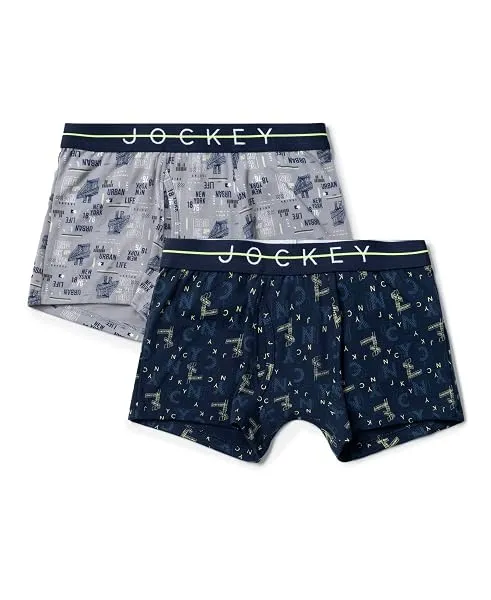 Jockey NB02 Boys Super Combed Cotton Elastane Stretch Printed Trunk with Front Open Fly and Ultrasoft Waistband_(Pack of 2, Colors & Prints May Vary) — Linkbiz SmartDeal's
