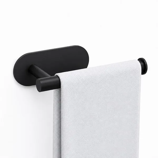 MIORAH Self Adhesive Aluminum Hand Towel Holder in Bathroom | Wall Mounted Towel Hanger for Wash Basin & Bathroom Towel Hanger for Wall | Black — Linkbiz SmartDeal's