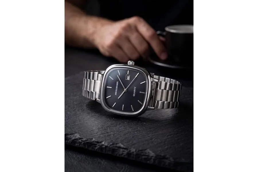 AMERICANVIBER Men's Silver, Watch with Stainless Steel Band | Water-Resistant Analog Dress & Ca — Linkbiz SmartDeal's
