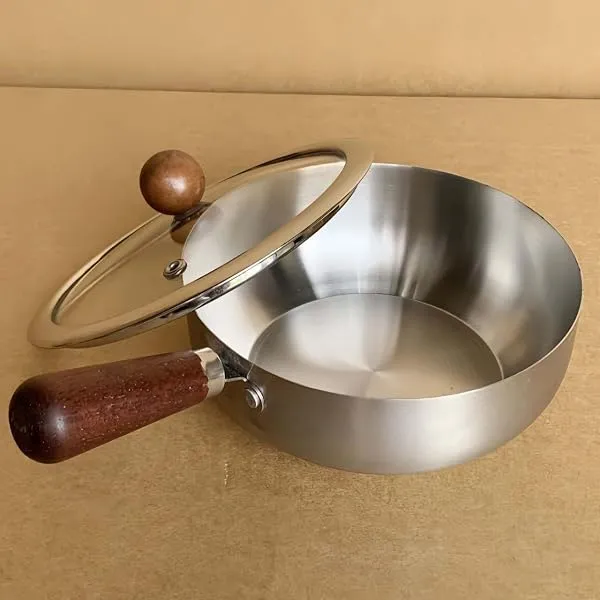 Stainless Steel Saucepan with Glass Lid 600 ML | Small Cooking Pot with Wooden Handle | Compact Milk Pan for Tea, Milk, Sauce, Gravy & Noodles | Small Kitchen Cookware — Linkbiz SmartDeal's