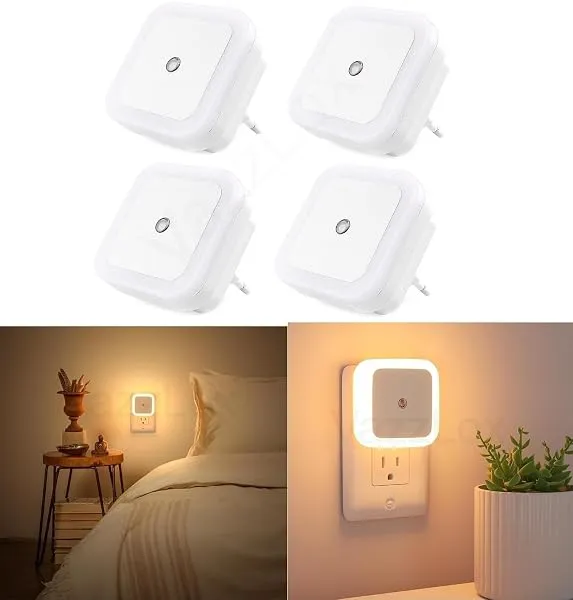VazzLox Night Lamp for Bedroom 4PCS Smart Sensor Automatic ON/OFF Dim LED Light Energy Saving 0.5W Night Light Long Life Plug in Bed Lamps for Bedroom Lights for Hallway Stairs Kit — Linkbiz SmartDeal's