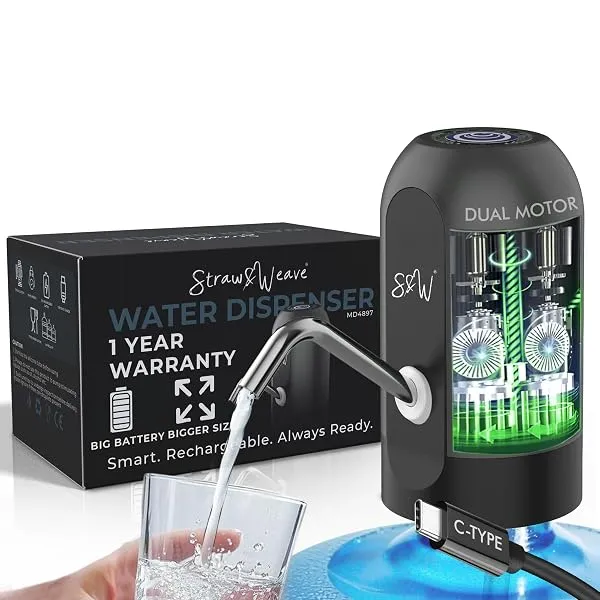 Automatic Water Dispenser Pump for 20 Litre Bottle | Big Battery - Portable USB Rechargeable Water Pump Dispenser for Home, Office | 1 Year Warranty, White — Linkbiz SmartDeal's