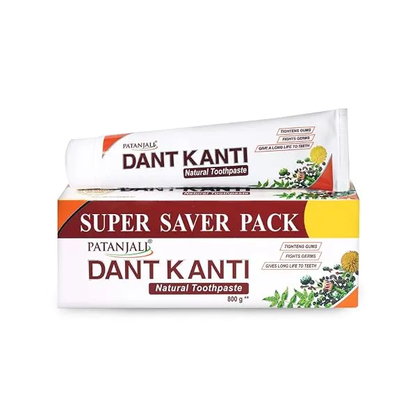 Patanjali Dant Kanti Natural Toothpaste 800G (200G X 4), Super Saver Value Pack, Makes Teeth Strong, Tightens Gums, Gives Cavity Free Smile — Linkbiz SmartDeal's