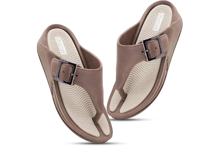 DOCTOR HEALTH SUPER SOFT Women's Orthopedic Toe Ring Sandals | Adjustable Buckle Comfort Flip F — Linkbiz SmartDeal's