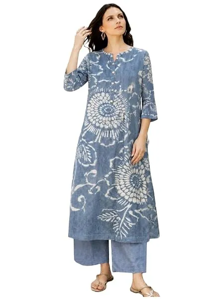 ANNI Designer Kurta Set for Women Erode Rayon Printed | Kurti Set for Woman | Kurta Palazzo 2 Piece Outfit | Band Collar 3/4 Sleeve A-Line Fit Ethnic Dress Stylish Kurta Sets for W — Linkbiz SmartDeal's