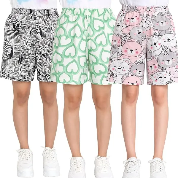 TotzTouch Shorts for Kids Girls Pack of 3 | Summer Cotton Shorts| Kids Casual Cycling Shorts — Linkbiz SmartDeal's