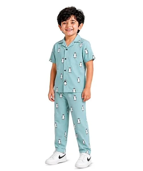 3BROS Unisex Pure Cotton Short Sleeve Kids Night Dress for Boys & Girls Nightwear/Sleepsuit/Sleepwear/Loungewear Night Suit for Boys and Girls Top and Pyjama Combo Set — Linkbiz SmartDeal's