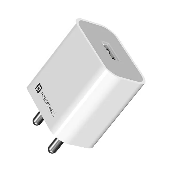Portronics Adapto 12 2.4A 12W Fast Wall Charger for iPhone 11/Xs/XS Max/XR/X/8/7/6/Plus, iPad Pro/Air 2/Mini 3/Mini 4, Samsung S4/S5, and More(White) — Linkbiz SmartDeal's